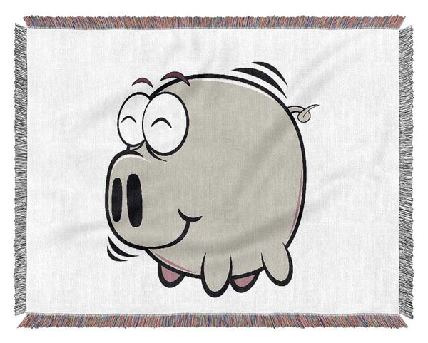 Happy Pig Smiling Pink Woven Blanket