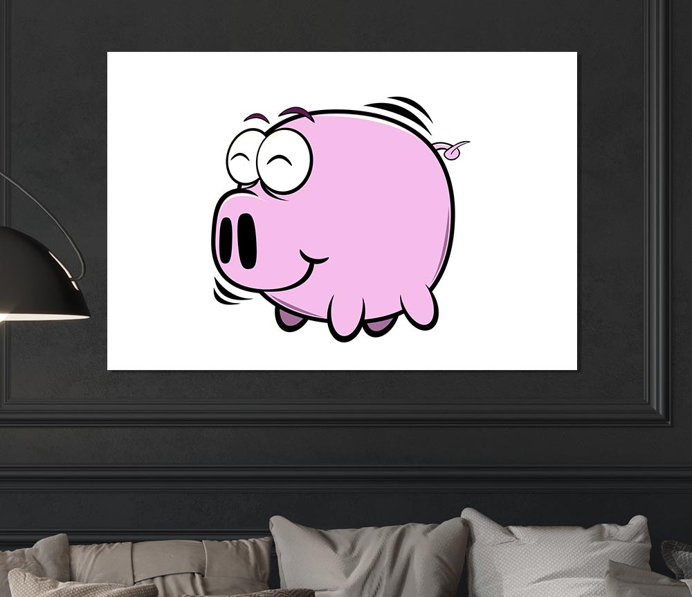 Happy Pig Smiling White Print Poster Wall Art