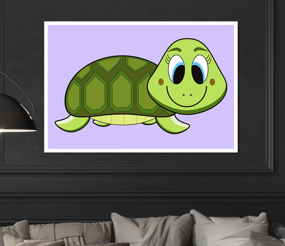 Happy Turtle Lilac Print Poster Wall Art