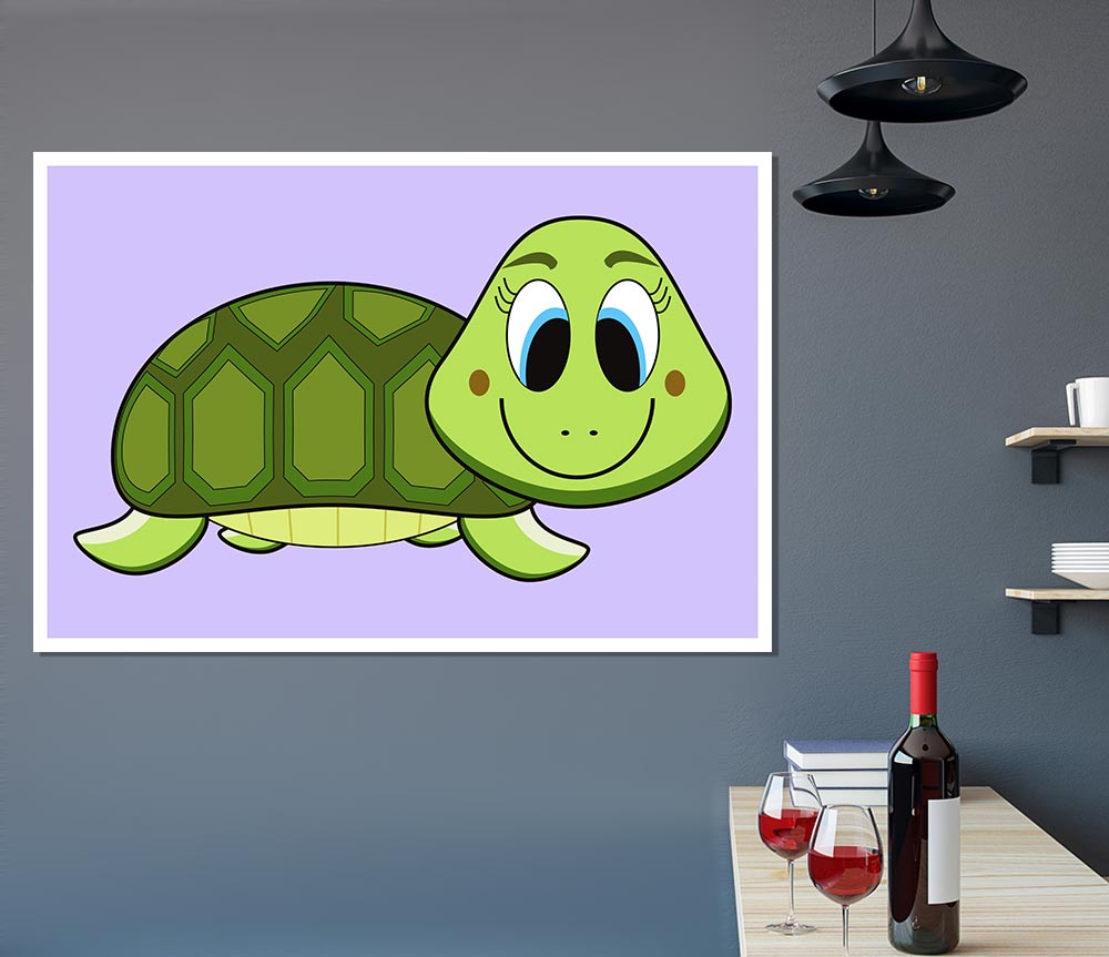 Happy Turtle Lilac Print Poster Wall Art