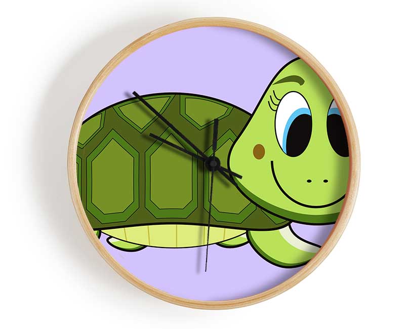 Happy Turtle Lilac Clock - Wallart-Direct UK