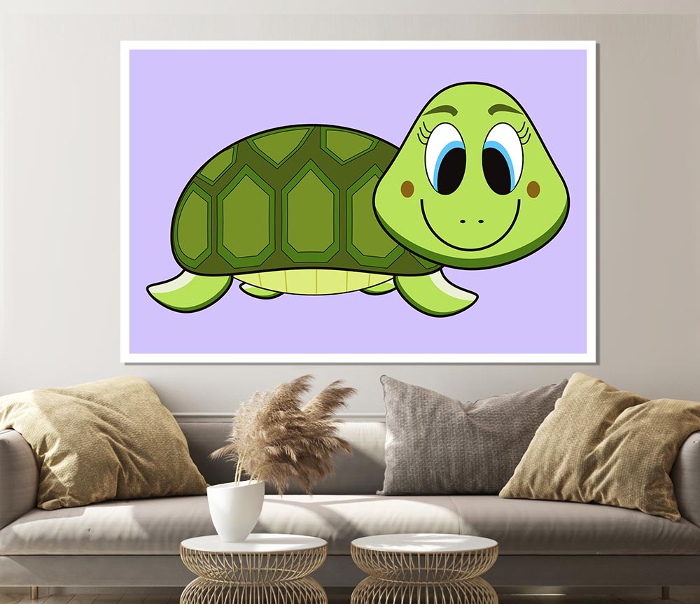 Happy Turtle Lilac Print Poster Wall Art