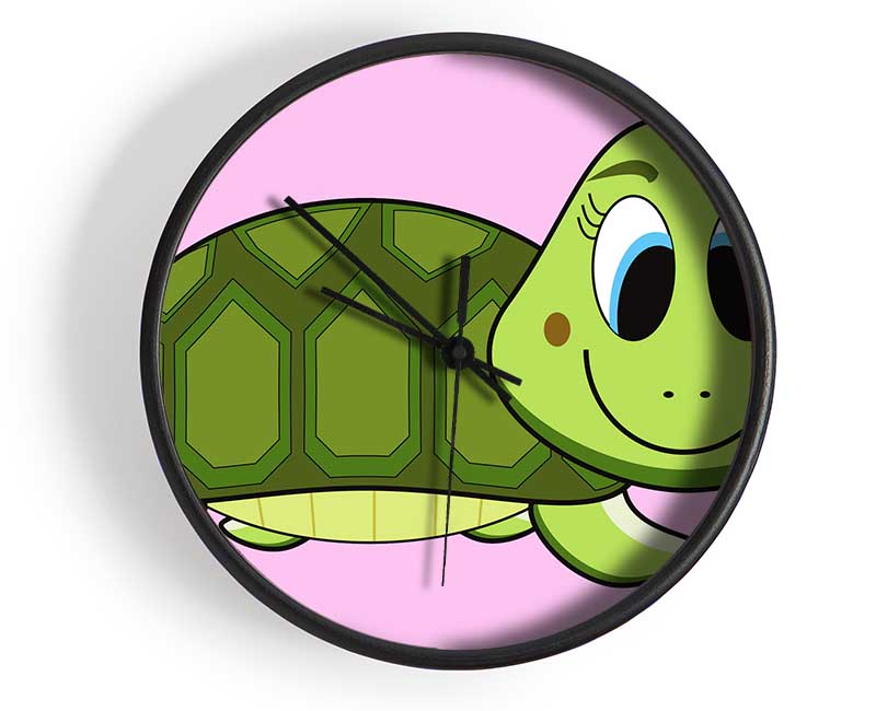 Happy Turtle Pink Clock - Wallart-Direct UK