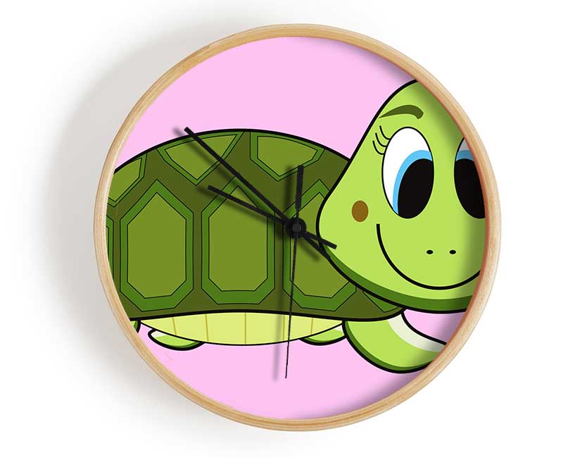 Happy Turtle Pink Clock - Wallart-Direct UK