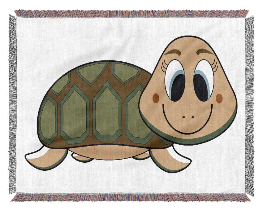 Happy Turtle Pink Woven Blanket