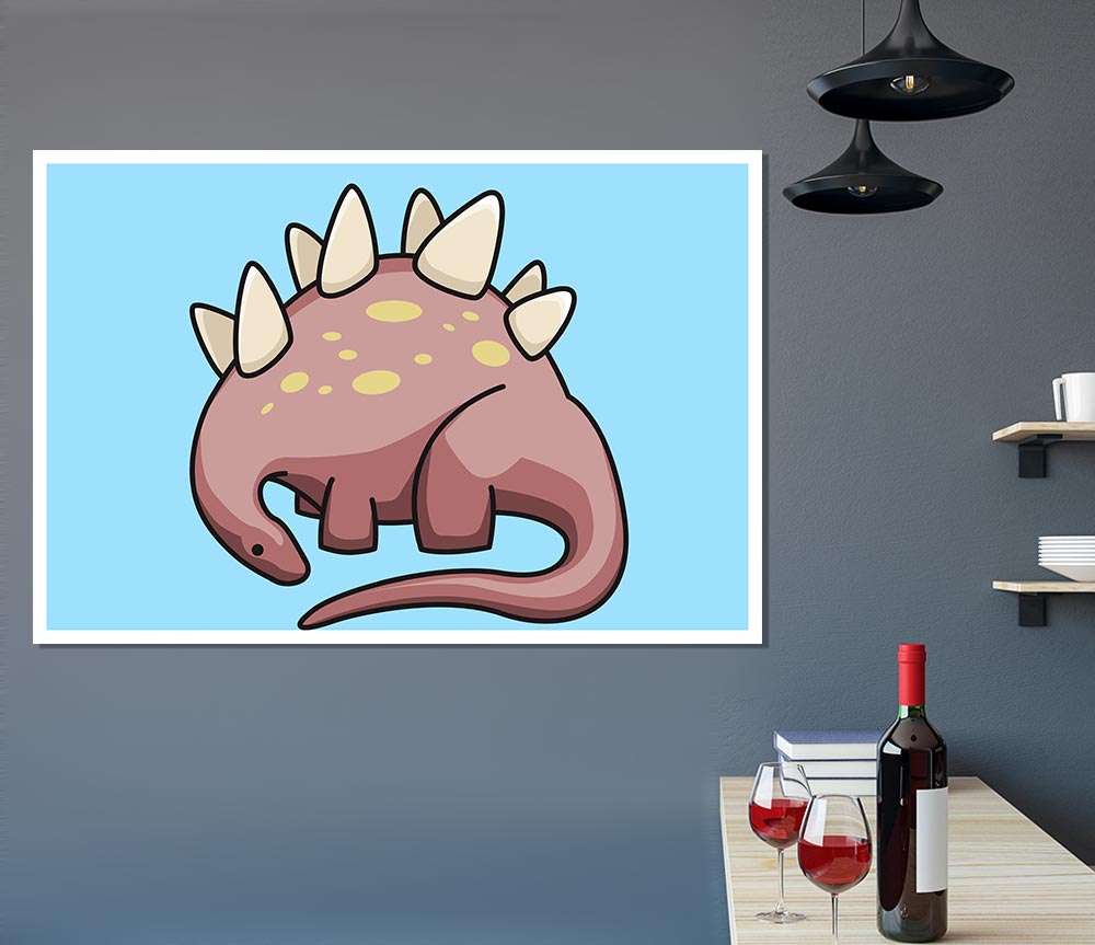 Herbivore Dinosaur Baby Blue Print Poster Wall Art