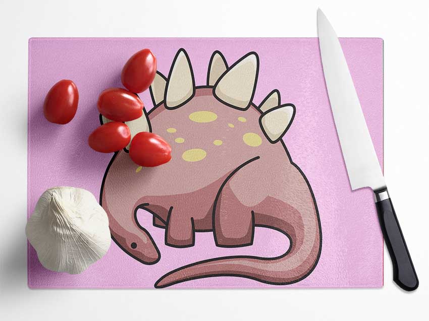 Herbivore Dinosaur Pink Glass Chopping Board