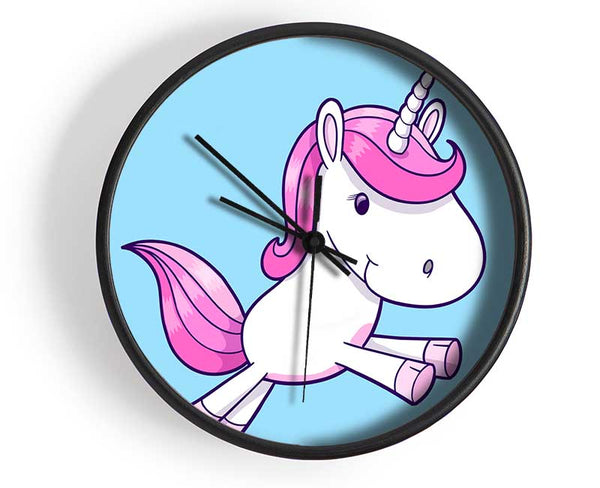 Leaping Unicorn Baby Blue Clock - Wallart-Direct UK