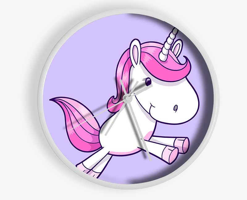 Leaping Unicorn Lilac Clock - Wallart-Direct UK