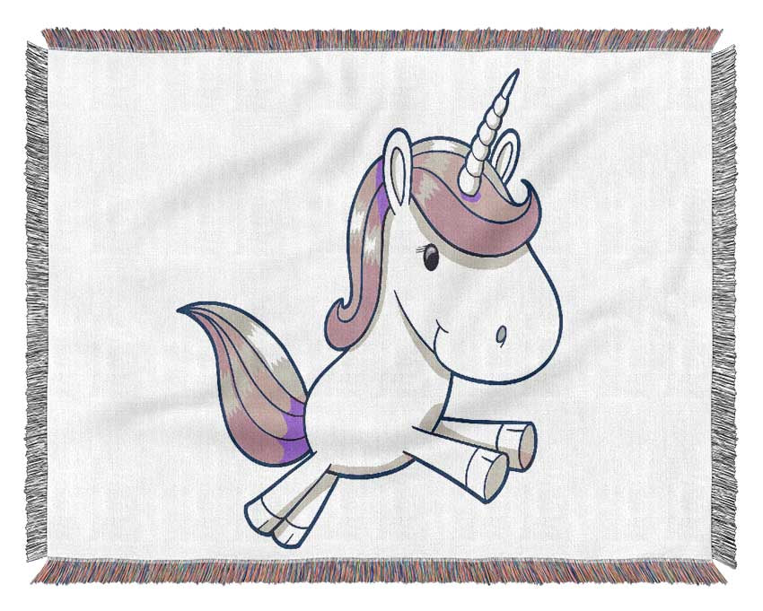 Leaping Unicorn Pink Woven Blanket