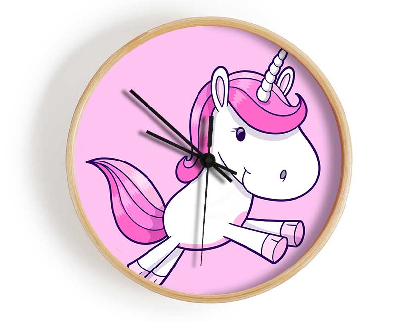 Leaping Unicorn Pink Clock - Wallart-Direct UK