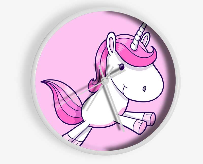 Leaping Unicorn Pink Clock - Wallart-Direct UK