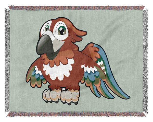 Little Parrot Baby Blue Woven Blanket