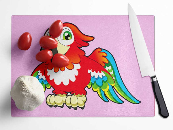 Little Parrot Pink Glass Chopping Board