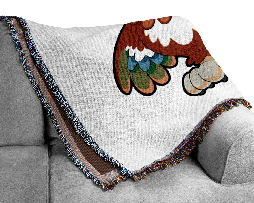 Little Parrot White Woven Blanket