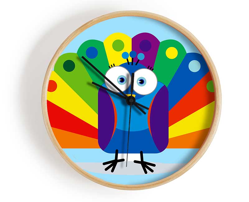 Little Peacock Baby Blue Clock - Wallart-Direct UK