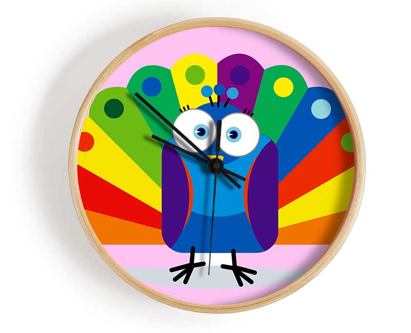 Little Peacock Pink Clock - Wallart-Direct UK