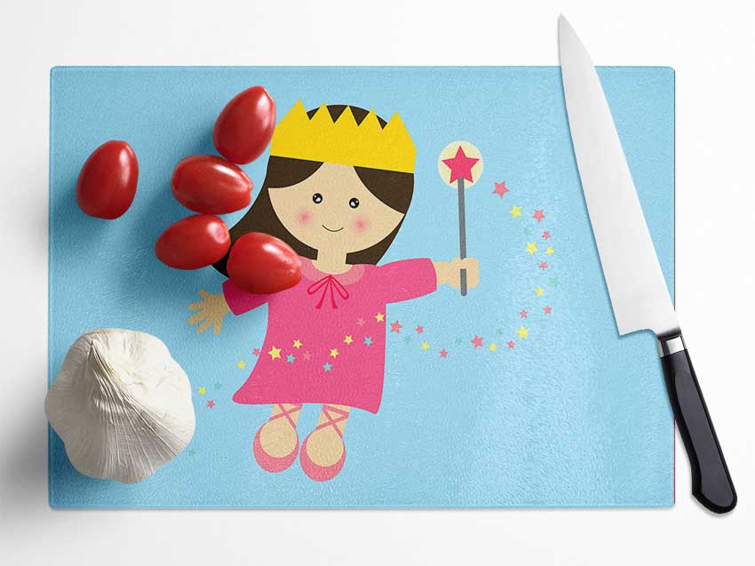 Magical Princess Baby Blue Glass Chopping Board