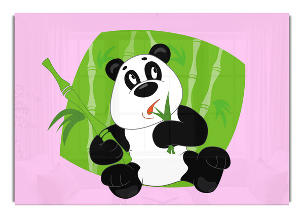 Panda Eating Bamboo Pink