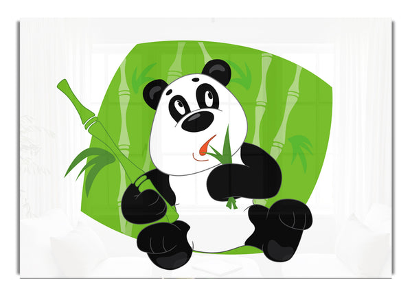 Panda Eating Bamboo White