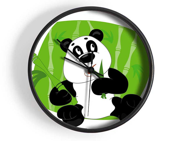 Panda Eating Bamboo White Clock - Wallart-Direct UK