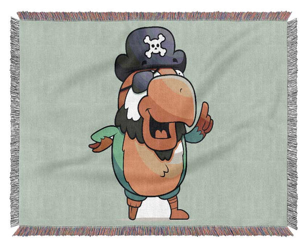 Pirate Parrot Eyepatch Baby Blue Woven Blanket