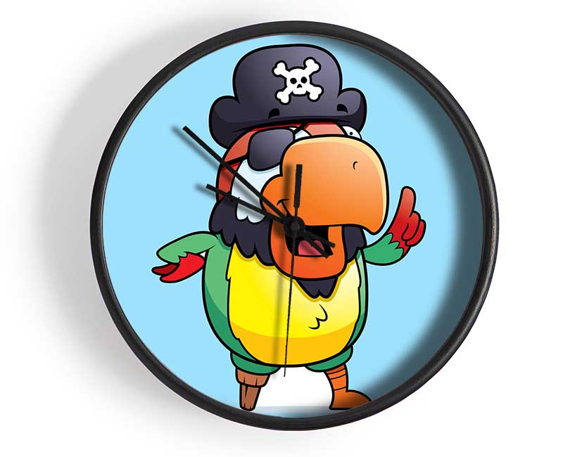 Pirate Parrot Eyepatch Baby Blue Clock - Wallart-Direct UK