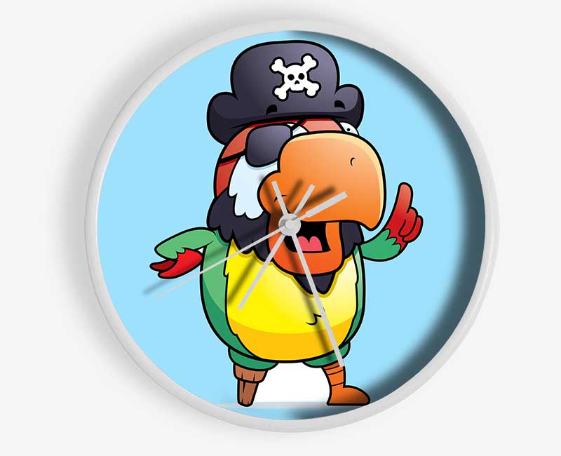 Pirate Parrot Eyepatch Baby Blue Clock - Wallart-Direct UK