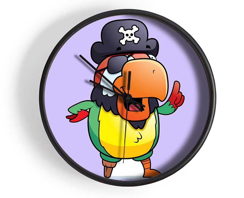 Pirate Parrot Eyepatch Lilac Clock - Wallart-Direct UK