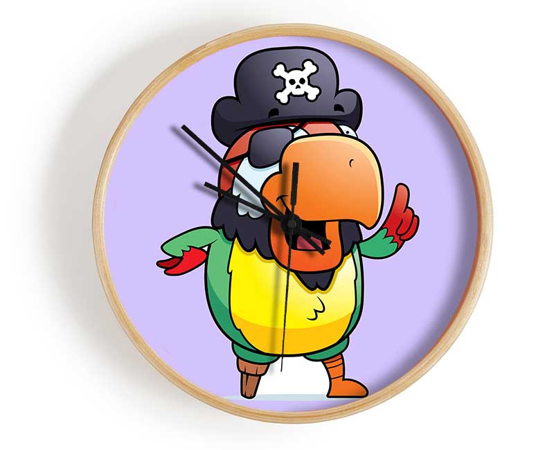 Pirate Parrot Eyepatch Lilac Clock - Wallart-Direct UK