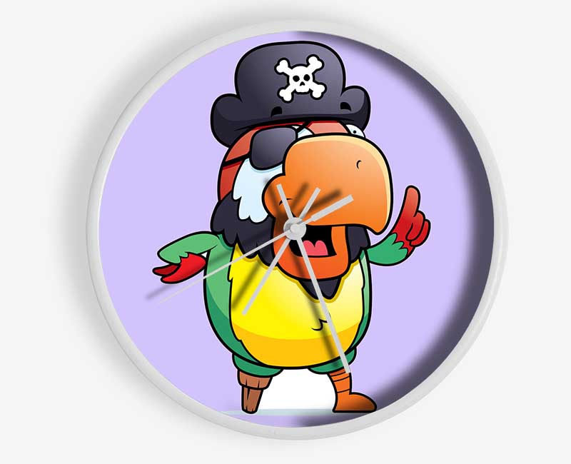 Pirate Parrot Eyepatch Lilac Clock - Wallart-Direct UK