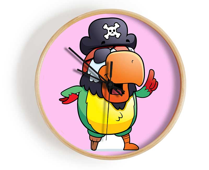 Pirate Parrot Eyepatch Pink Clock - Wallart-Direct UK