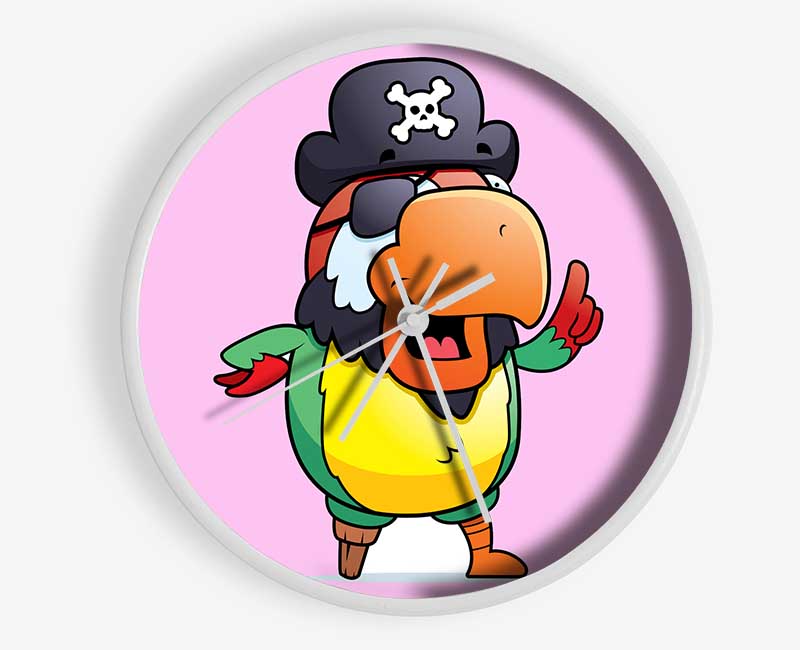 Pirate Parrot Eyepatch Pink Clock - Wallart-Direct UK