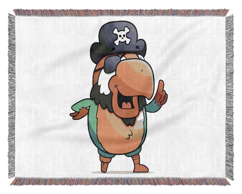 Pirate Parrot Eyepatch White Woven Blanket