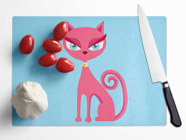 Posh Cat Baby Blue Glass Chopping Board