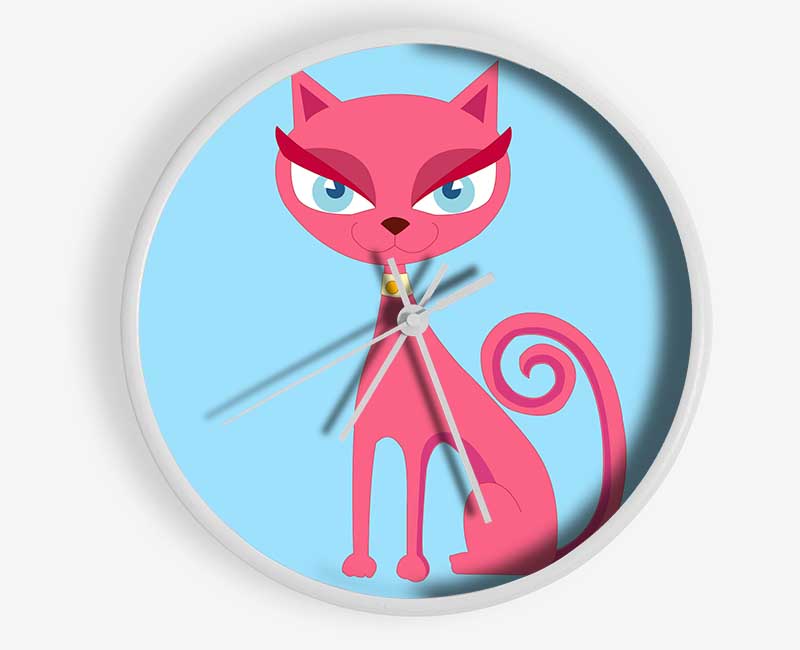 Posh Cat Baby Blue Clock - Wallart-Direct UK