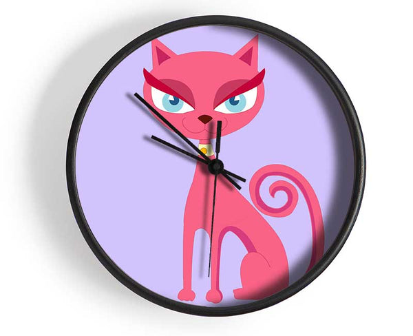 Posh Cat Lilac Clock - Wallart-Direct UK