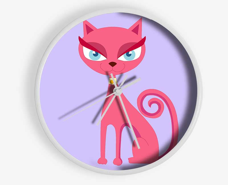 Posh Cat Lilac Clock - Wallart-Direct UK