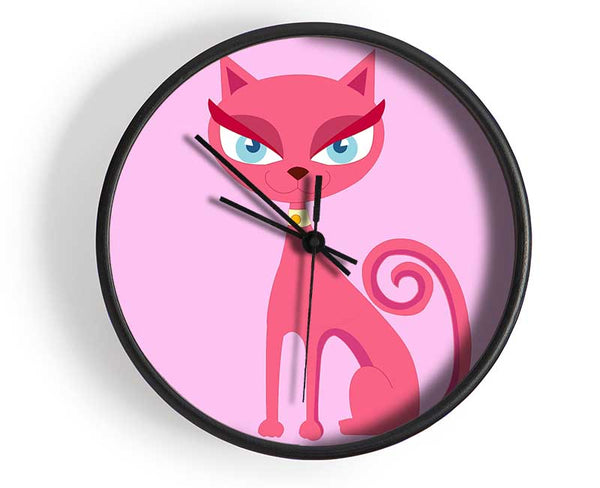 Posh Cat Pink Clock - Wallart-Direct UK