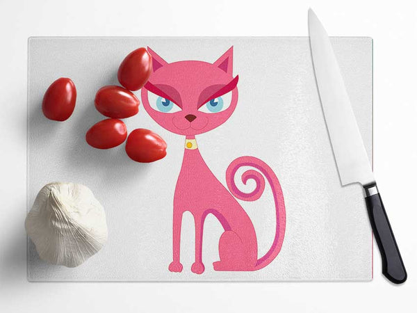 Posh Cat White Glass Chopping Board