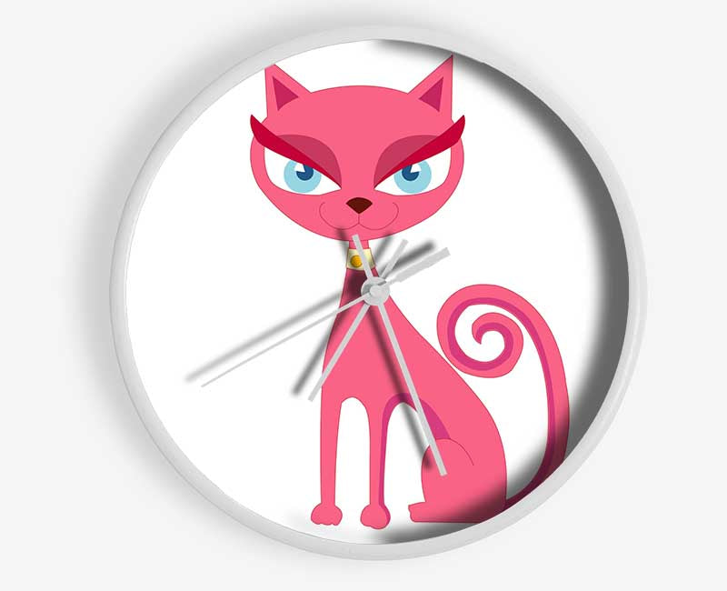 Posh Cat White Clock - Wallart-Direct UK