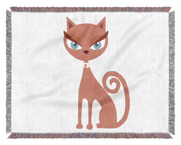 Posh Cat White Woven Blanket