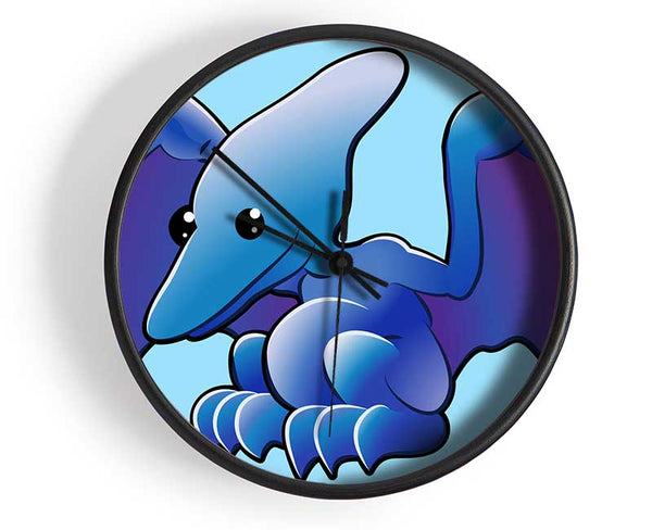 Pterodactyl Dinosaur Baby Blue Clock - Wallart-Direct UK