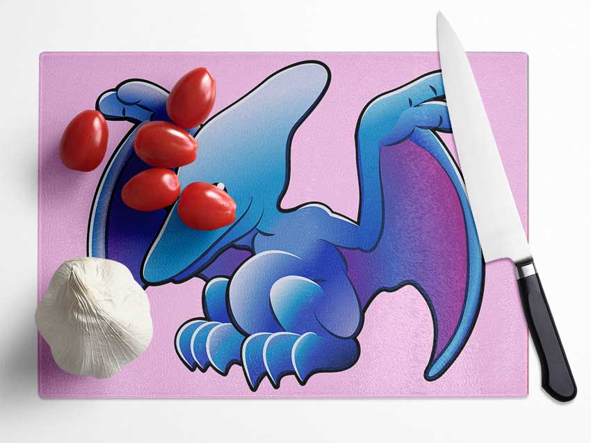 Pterodactyl Dinosaur Pink Glass Chopping Board