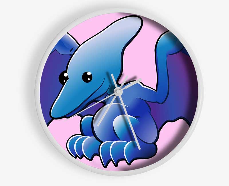 Pterodactyl Dinosaur Pink Clock - Wallart-Direct UK