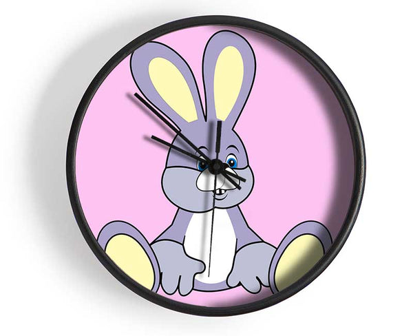 Rabbit Sitting Down Pink Clock - Wallart-Direct UK