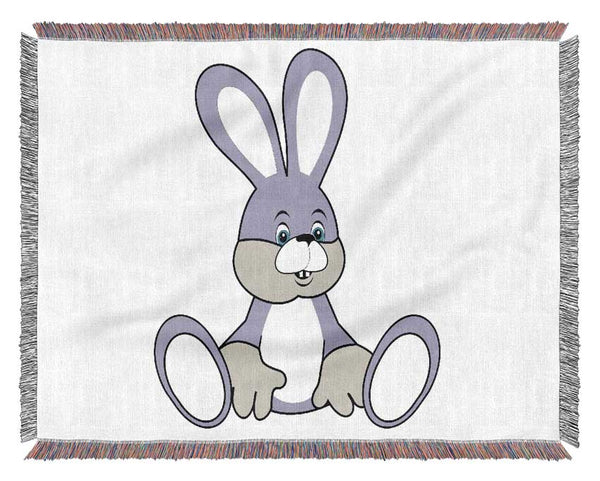 Rabbit Sitting Down Pink Woven Blanket