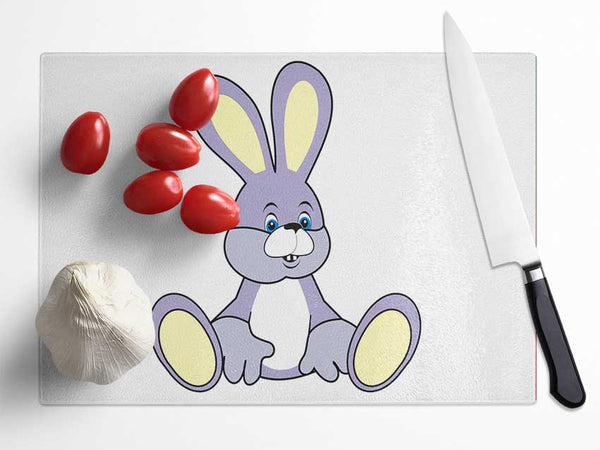 Rabbit Sitting Down White Glass Chopping Board