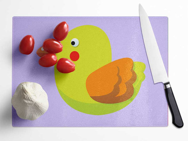 Red Spot Bird Lilac Glass Chopping Board