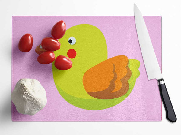 Red Spot Bird Pink Glass Chopping Board